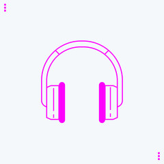 Retro headphone. Pink flat icon. Simple vector illustration pictogram on white background