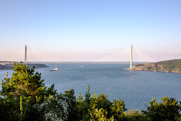 Obraz premium Yavuz Sultan Selim Bridge or Third Bosphorus Bridge is a bridge built on the north side of the Bosphorus overlooking the Black Sea. Istanbul Turkey