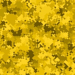 Yellow halftones pixel clouds seamless pattern vector background texture