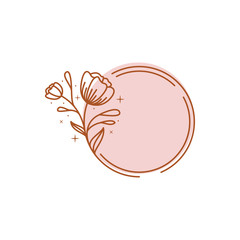 Flower line logo icon vector.