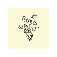 Flower line logo icon vector.