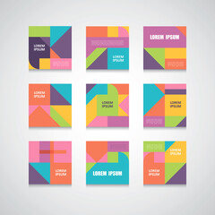 set of bright geometric covers design card