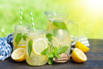 Lemon and mint homemade lemonade