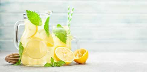 Lemon and mint homemade lemonade