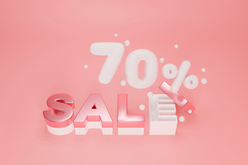 Sale Gift box 3D Discount 70 percent Background Concept Design.