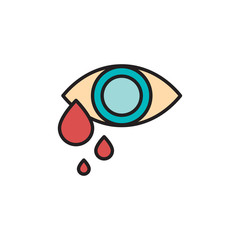 Allergic reaction cry vector icon symbol eye isolated on white background