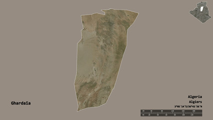 Ghardaïa, province of Algeria, zoomed. Satellite