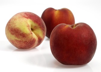 Fototapeta na wymiar Whyte Peach, persica vulgaris, Fruits against White Background