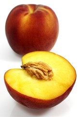 Apricot Peach, persica vulgaris, Fruist against White Background