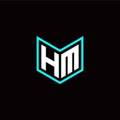 initial H M letter with book style logo template vector