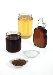 Fine Granulated Sugar, Brown Sugar, Maple Syrup, Treacle and Honey