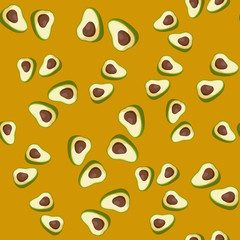 Avocado seamless pattern. Whole avocado with leaf. Texture for eco and healthy food