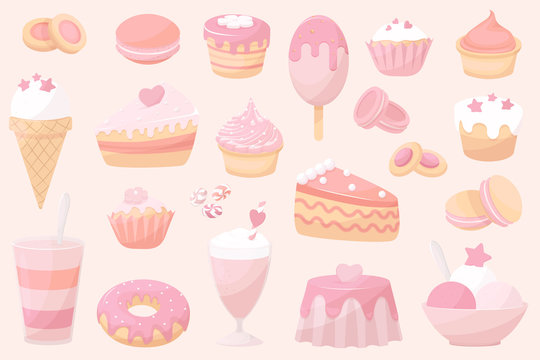 Collection of baked, goods doodle icon