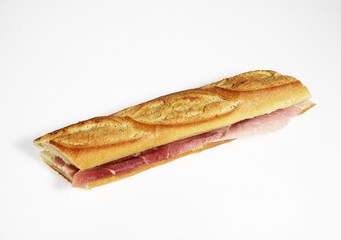 Sandwich with Ham and Butter against White Background