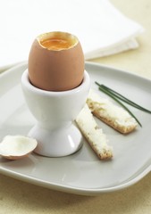 Plate with Soft Boiled Egg in Egg Cup