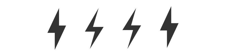 Lightning vector set isolated from background. Simple icon storm or thunder and lightning strike isolated from the background.