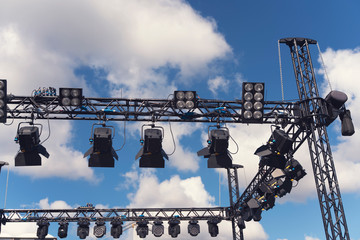 Installation of professional sound, light, led panel, video and stage equipment for a concert....