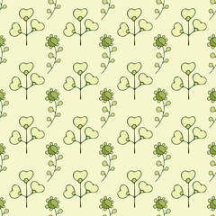 seamless pattern, floral ornament, yellow background