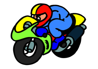 Fun Cartoon motorbike rider road racing