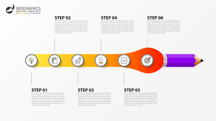 Infographic design template. Timeline concept with 6 steps
