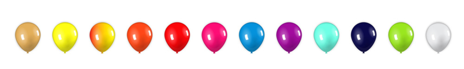 colored set of blue balloons isolated on white background, vector illustration