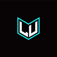 initial L U letter with book style logo template vector