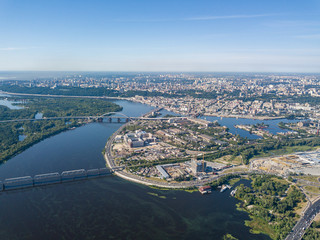 Fototapeta premium View of the Dnieper and Kiev from above.