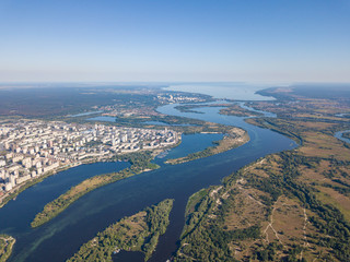 View of the Dnieper and Kiev from above.