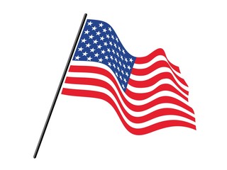 isolated united states, american flag waving by the wind  