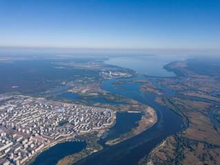 View of the Dnieper and Kiev from above.