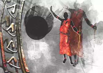 Wandcirkels plexiglas african ethnic retro vintage illustration © maxtor777