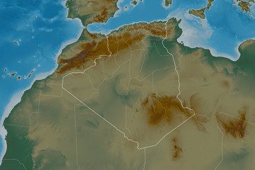 Algeria borders. Relief