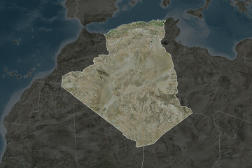 Algeria borders. Neighbourhood desaturated. Satellite