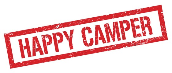 HAPPY CAMPER red grungy rectangle stamp.