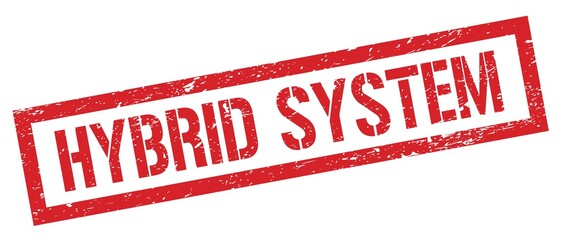 HYBRID SYSTEM red grungy rectangle stamp.