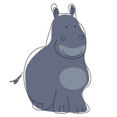 Cartoon of a cute hippopotamus. Vector for children.  - 370989760