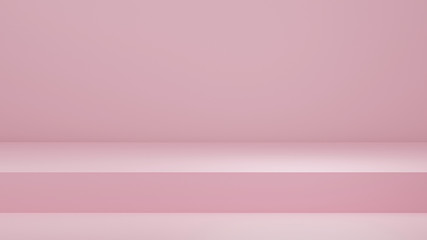 Obraz premium Minimal 3d rendering scene with composition empty step cube shades of pink pastel podium for cosmetic product and abstract showcase background. mock up pedestal geometric shape in pastel colors
