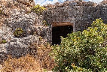 Remains  of the ruins of the old Phoenician fortress, which later became the Roman city of Kart, near the city of Atlit in northern Israel