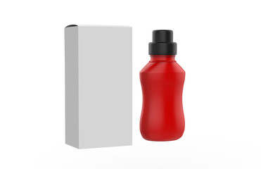 Matte Plastic Drink Bottle with box isolated on a white background. 3d illustration