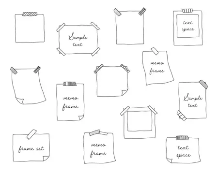 手書きのメモや付箋のフレームのセット 枠 飾り おしゃれ かわいい Vetor Do Stock Adobe Stock 手書きのメモや付箋のフレームのセット 枠 飾り おしゃれ かわいい Vetor Do Stock Adobe Stock