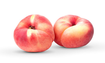  flat donut peaches on white background