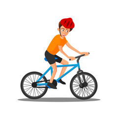 flat design of cartoon character of man is riding bicycle