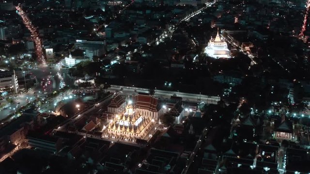 Aerial view of Loha Prasat temple in Bangkok old town in Thailand