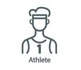 Flat vector young athlete. Front view male athlete icon. Pixel Perfect. For Mobile and Web.
