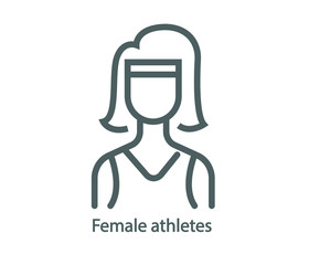 Flat vector young athlete. Front view female athlete icon. Pixel Perfect. For Mobile and Web.