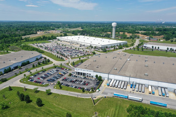 Aerial photo of warehouse and distribution centers near the Cincinnati Northern Kentucky International Airport