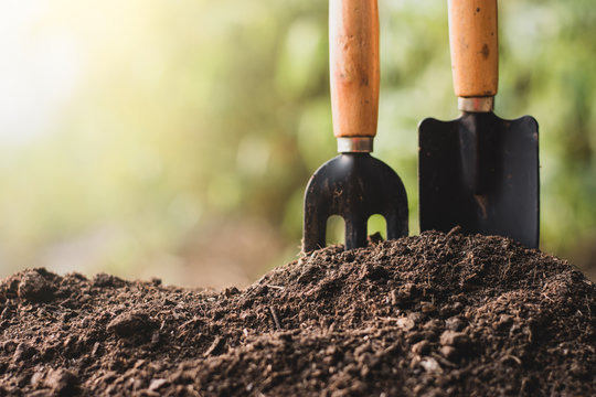 Loam for cultivation and included tilling equipment.