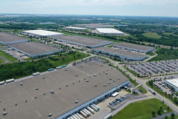 Aerial photo of warehouse and distribution centers near the Cincinnati Northern Kentucky International Airport