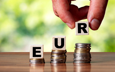 EUR euro currency growth word symbol - business concept.
