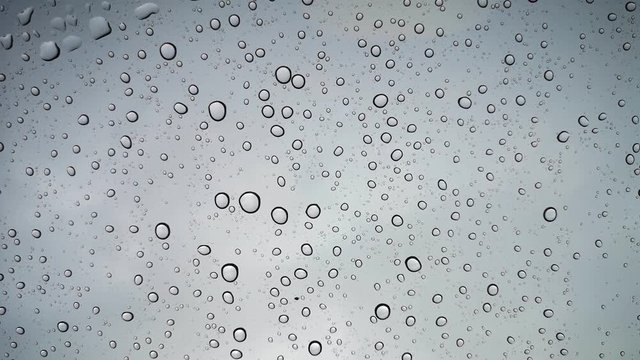 Rainwater drops Falling On the Window Glass, Rain Drops On The Windows Glass, Macro shot of water droplets falling.